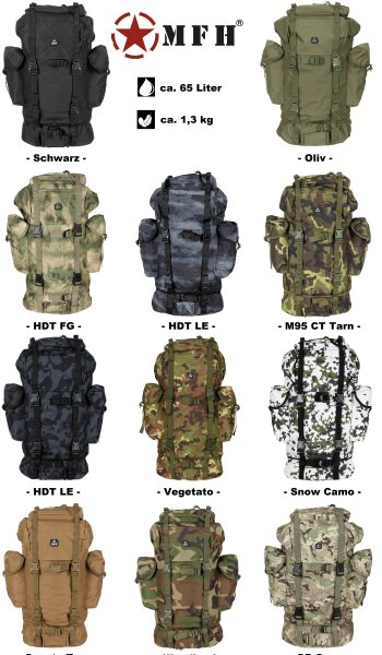 BW Kampfrucksack - Wanderrucksack - ca. 65 Liter - ca. 1,3 kg - sehr leicht - 43 x 63 x 21 cm