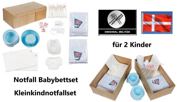 Dänisches Notfall Babybett  Set - Matratzen - Lacken - Schnuller - Decken - Windeln - Töpfchen - Original Militär