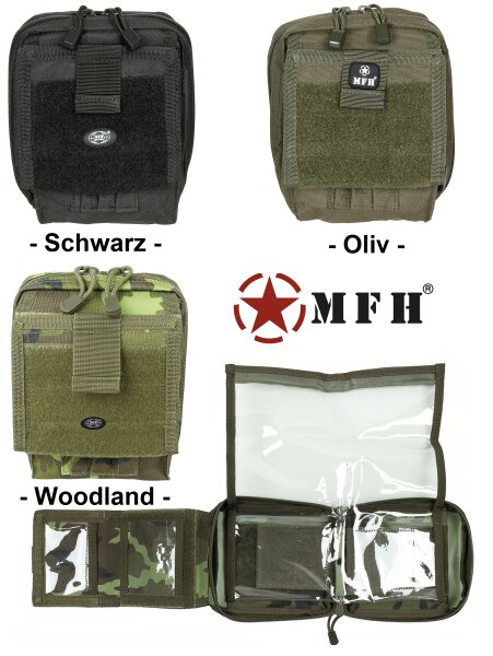 Kartentasche - Molle - komplett aufklappbar - herausnehmbares transparentes Kartenfach - ca. 14 x 17 cm