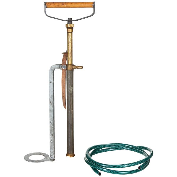 Dänische Handwasserpumpe - Eimerspritze mit Schlauch - Feuerwehrspritze - Original Militär