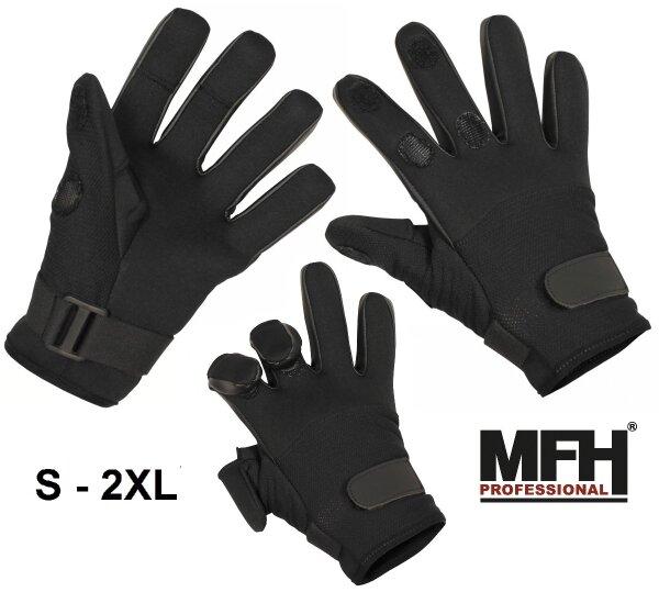 Fingerhandschuhe "Mesh" - Schwarz - wasserabweisendes Neopren - dünne und weiche Ausführung