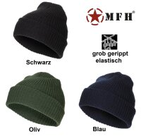 Rollmütze - mit breitem Umschlag - grobrippig...