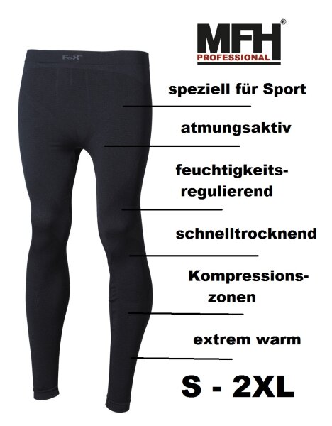 Thermo Funktions Unterhose - schwarz - speziell für sportliche Aktivitäten - extra warm - atmungsaktiv, schnelltrocknend, feuchtigkeitsregulierend