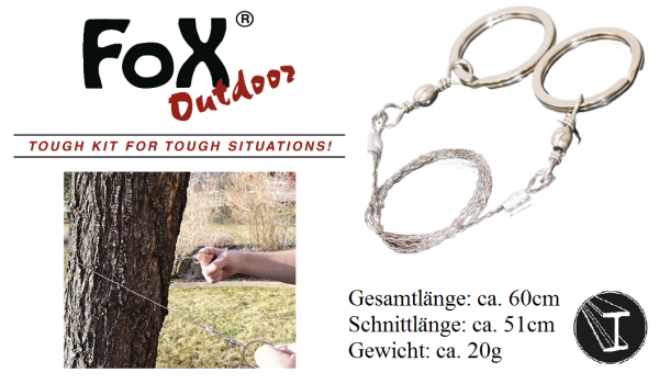 Hand -Draht Säge -  2 Ringe - Extra stabil - Edelstahl - Taschensäge