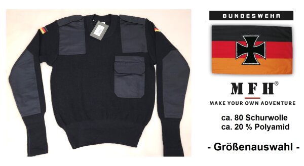 Deutsche Bundeswehr - Pullover - Schwarz - Deutsches Hoheitsabzeichen - ca. 80 % Schurwolle, 20% Polyamid