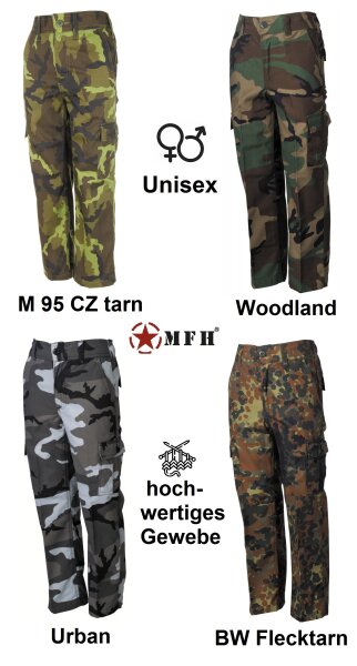 US BDU Kinderhose - hochwertiges Mischgewebe - 2 seitliche Einschubtasche - 65 % Polyester, 35 % Baumwolle