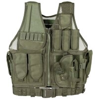 Weste "USMC" - mit Koppel - Pistolenholster - Netzgewebe - viele Taschen und Magazintaschen - 100 % Polyester
