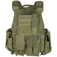 Weste "Ranger" mit Trinksystem - div. Taschen - Weitenregulierung an der Hüfte - Molle - 100% Polyester