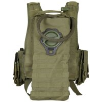 Weste "Ranger" mit Trinksystem - div. Taschen - Weitenregulierung an der Hüfte - Molle - 100% Polyester