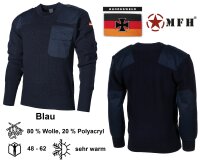 BW Pullover - blau - mit Brusttasche - Ellbogenbesatz - 2...