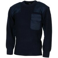 BW Pullover - blau - mit Brusttasche - Ellbogenbesatz - 2 kleine D -  Fahnen zum Aufnähen inklusive - 80 % Wolle, 20 % Polyacryl