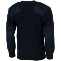 BW Pullover - blau - mit Brusttasche - Ellbogenbesatz - 2 kleine D -  Fahnen zum Aufnähen inklusive - 80 % Wolle, 20 % Polyacryl