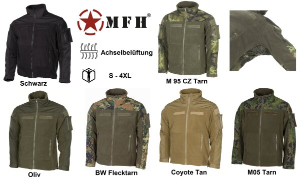 Fleece Jacke "Combat" - "YKK" Reißverschlüsse - Bund zur Weitenregulierung - Achselbelüftung - 100 % Polyester