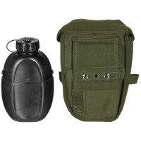 Britische Feldflaschen Set - inkl. Tasche - ca. 1 Liter - schwarz - NSN: 8465-99-709-4430 - Original Militär