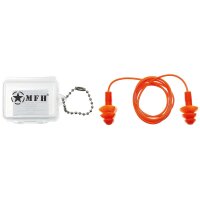 Gehörschutzstöpsel mit Band - orange - inkl. stabiler Transportbox - Dämmwert: SNR 31,6 DB - CE-genormt 2754