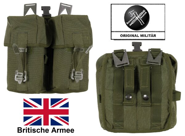 Britische Magazintasche - doppelt - oliv - gebraucht - NSN: 8465-99-995-9437 - Original Militär