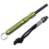 Feuerstarter "Compact" mit Zündstein und Schaber - oliv - Magnesium - sehr kompakt - Packmaß: 6 mm x 10 cm