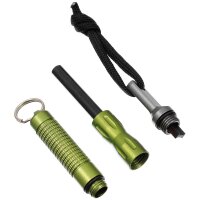Feuerstarter "Compact" mit Zündstein und Schaber - oliv - Magnesium - sehr kompakt - Packmaß: 6 mm x 10 cm