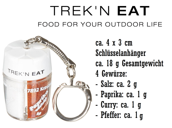 Katadyn®Trekn Eat® Gewürzstreuer - 4 Gewürze - Schlüsselanhänger - Reisegewürzstreuer