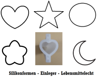 Silikonform - Seifeneinleger - Herz Stern Mond Kreis Blume