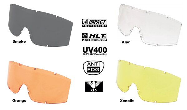 KHS® Ersatzscheibe Tacticalbrille - Einsatzbrille - beschussfeste HLT®- Qualitätsgläser