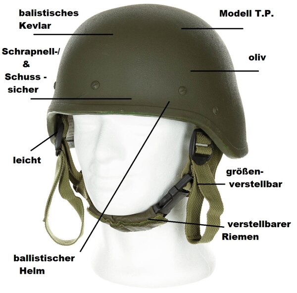 Italienische Armee -  Gefechtshelm - Ballistisch - "T.P." - Kevlar + Aramid - Original Militär - Neuwertig